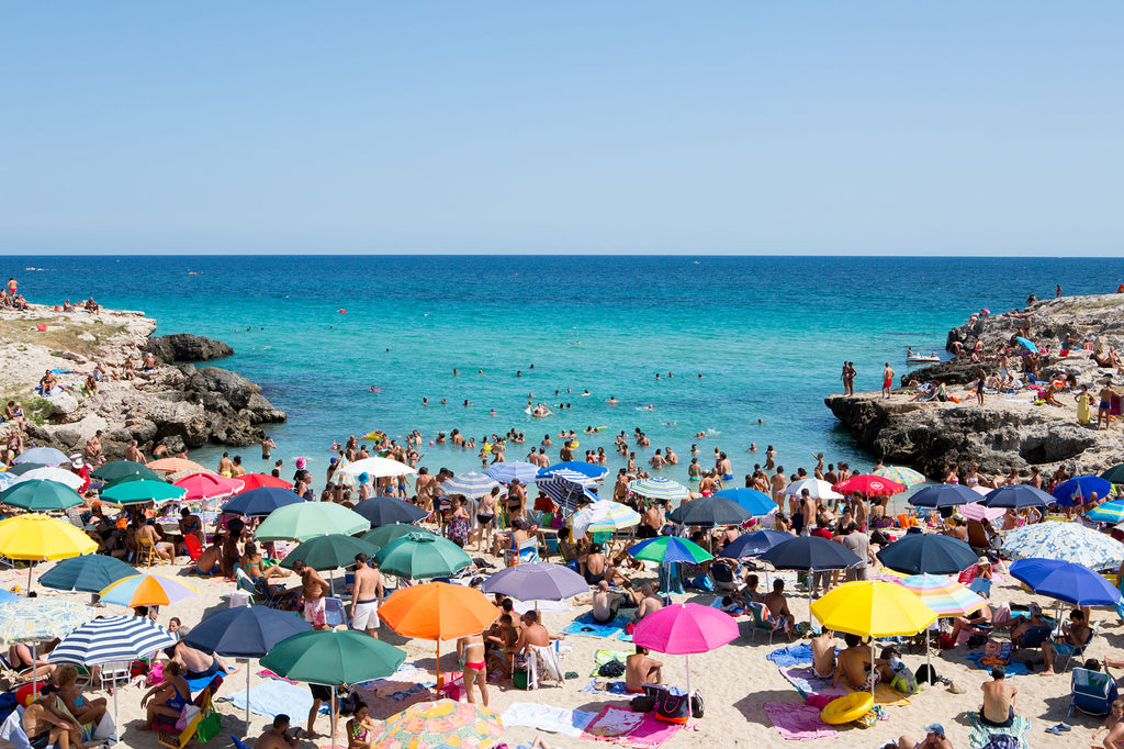 Monopoli beach Puglia colour beach umbrellas in a fine art photography beach print