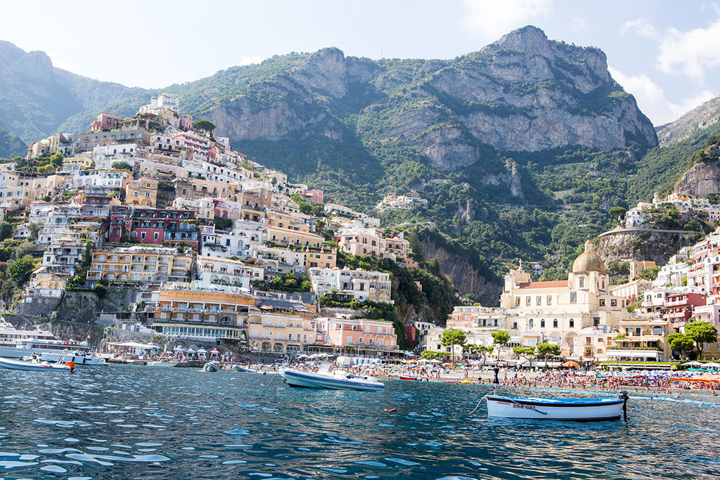 Positano From The Water - Carla Coulson Limited Edition Fine Art Print, travel photography, Italy, beaches, beach photography, amalfi coast, positano town, wall art, 